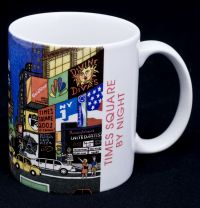 New York City NYC Times Square by Night Artist Pat Singer Coffee Mug 1999